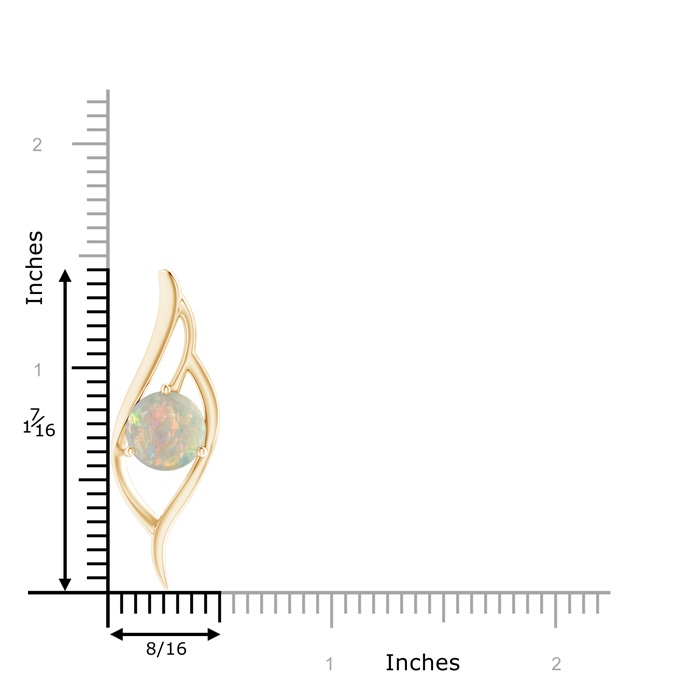 9mm AAAA Opal Angel Wing Bypass Pendant in Yellow Gold product image