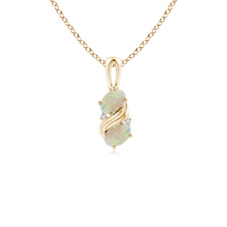 5x3mm AAA Two Stone Opal Swirl Pendant in 9K Yellow Gold