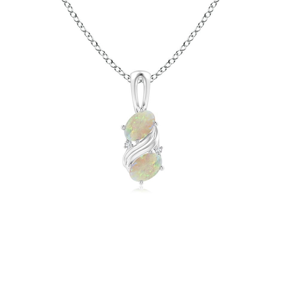 5x3mm AAA Two Stone Opal Swirl Pendant in S999 Silver 