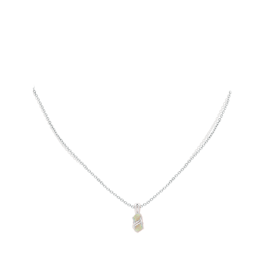 5x3mm AAA Two Stone Opal Swirl Pendant in S999 Silver pen