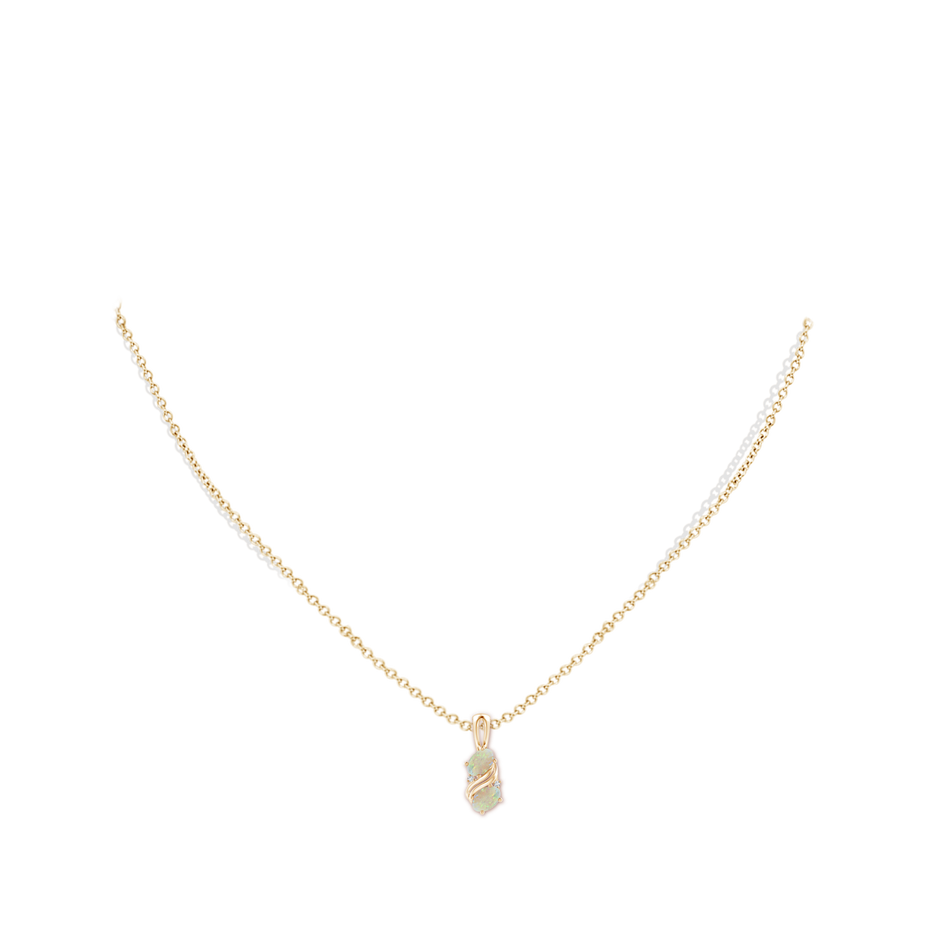 5x3mm AAA Two Stone Opal Swirl Pendant in Yellow Gold pen