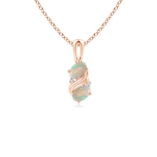 5x3mm AAAA Two Stone Opal Swirl Pendant in 10K Rose Gold
