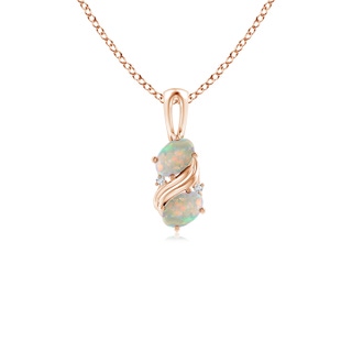 5x3mm AAAA Two Stone Opal Swirl Pendant in 9K Rose Gold