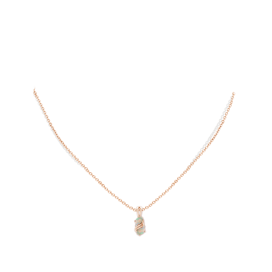 5x3mm AAAA Two Stone Opal Swirl Pendant in 9K Rose Gold pen
