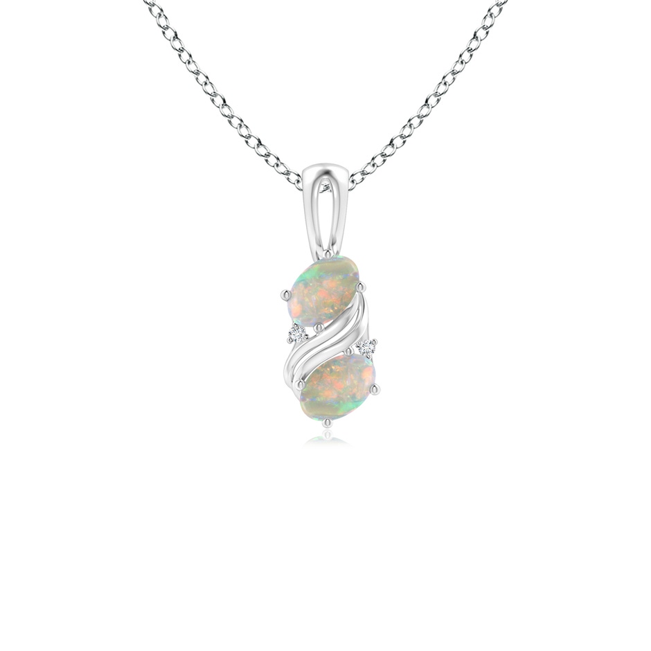 5x3mm AAAA Two Stone Opal Swirl Pendant in P950 Platinum 