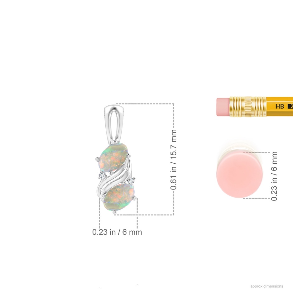 5x3mm AAAA Two Stone Opal Swirl Pendant in P950 Platinum ruler