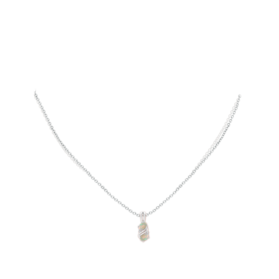5x3mm AAAA Two Stone Opal Swirl Pendant in P950 Platinum pen