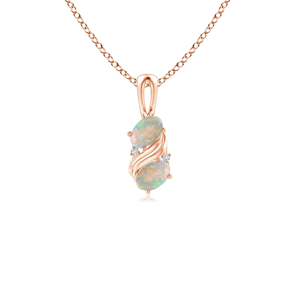 5x3mm AAAA Two Stone Opal Swirl Pendant in Rose Gold 