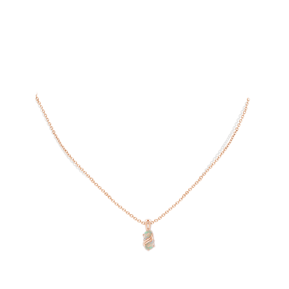 5x3mm AAAA Two Stone Opal Swirl Pendant in Rose Gold pen