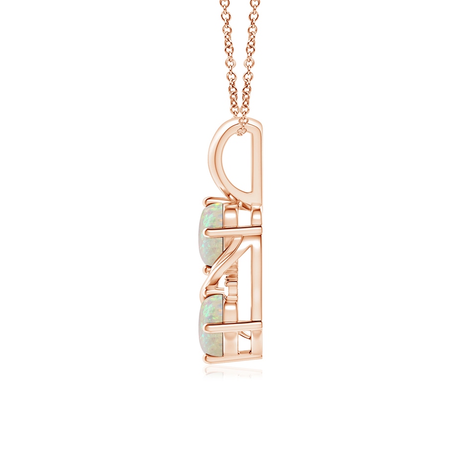 6x4mm AAA Two Stone Opal Swirl Pendant in Rose Gold side 199