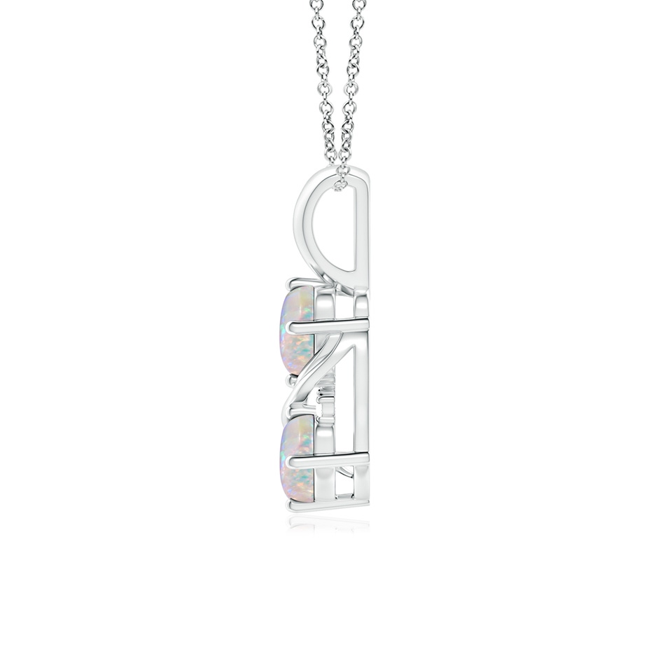6x4mm AAAA Two Stone Opal Swirl Pendant in 18K White Gold side 199