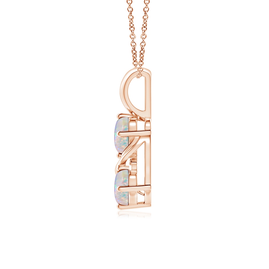 6x4mm AAAA Two Stone Opal Swirl Pendant in Rose Gold side 199