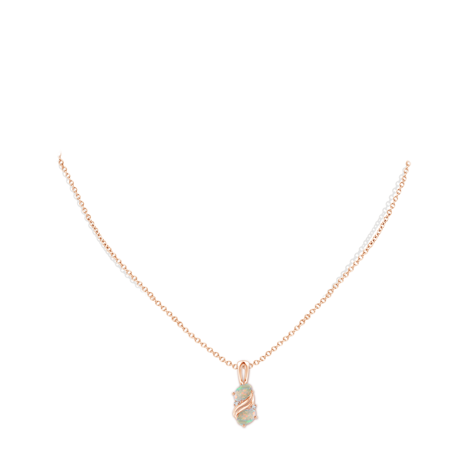 6x4mm AAAA Two Stone Opal Swirl Pendant in Rose Gold pen