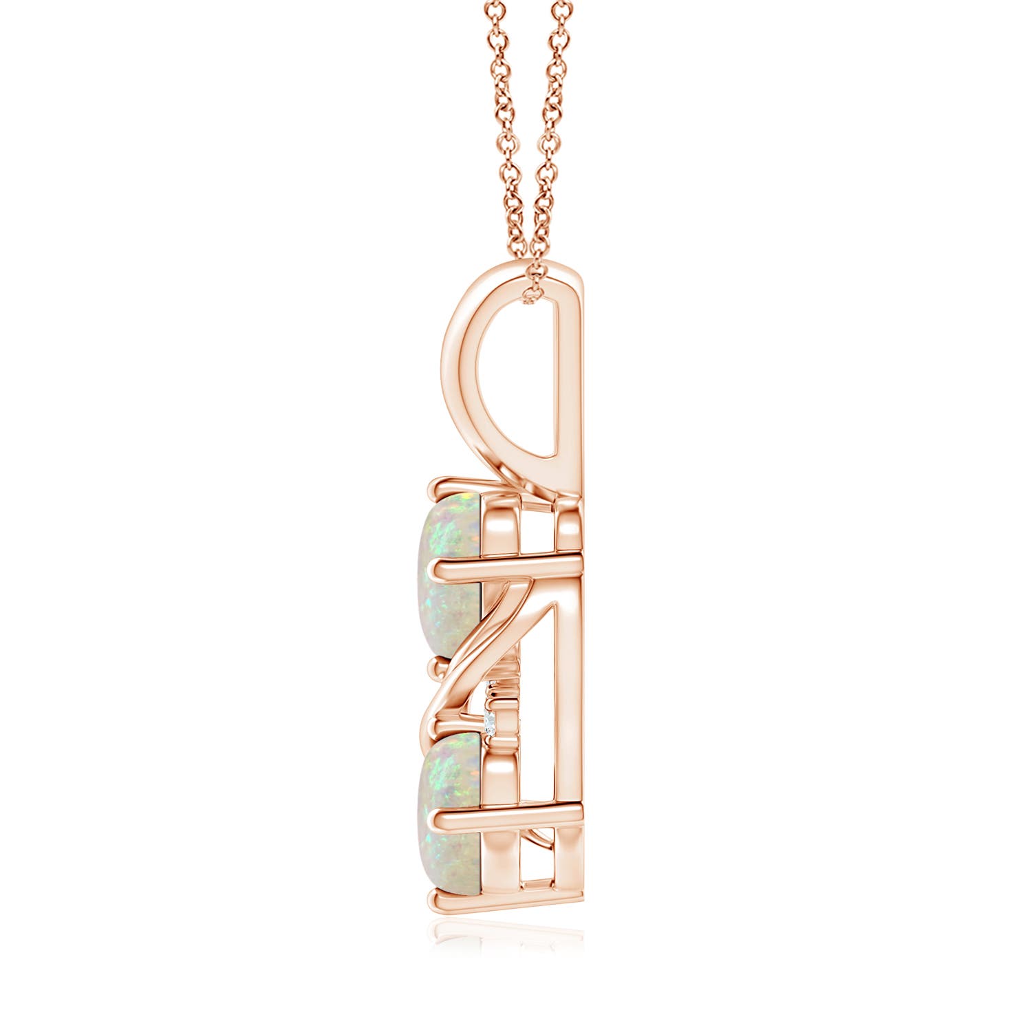 7x5mm AAA Two Stone Opal Swirl Pendant in 18K Rose Gold