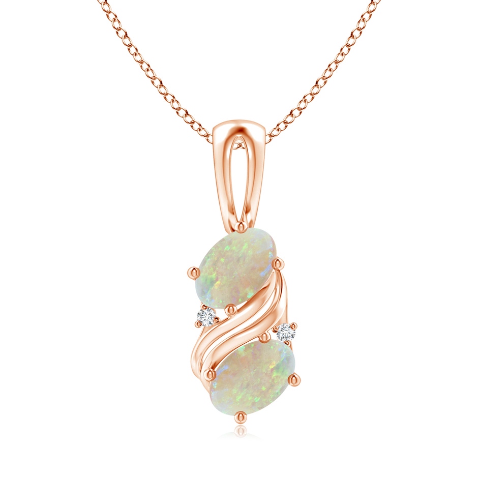 7x5mm AAA Two Stone Opal Swirl Pendant in Rose Gold 
