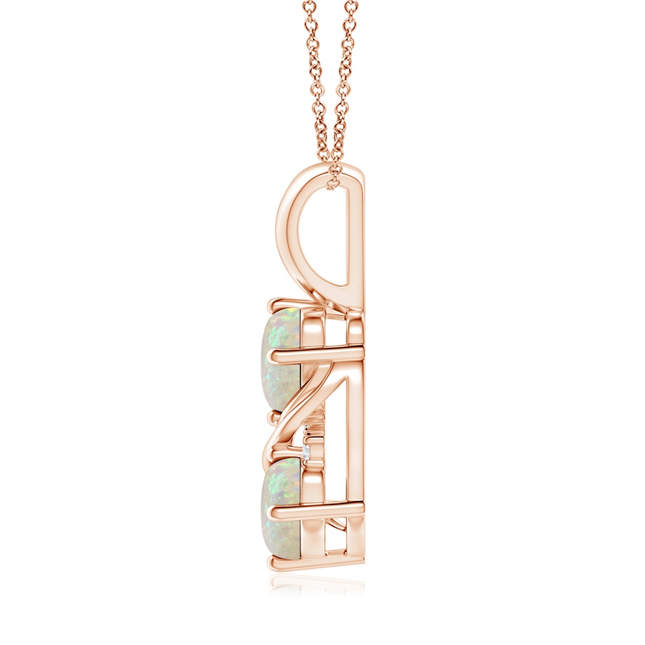 7x5mm AAA Two Stone Opal Swirl Pendant in Rose Gold side 199