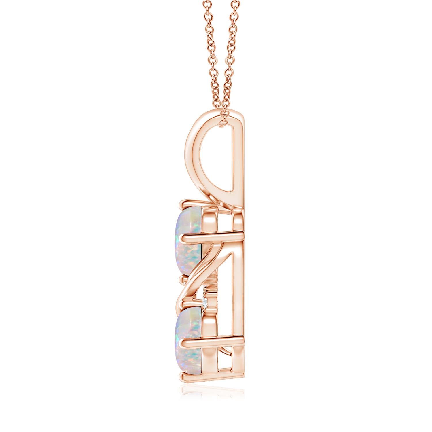 7x5mm AAAA Two Stone Opal Swirl Pendant in Rose Gold