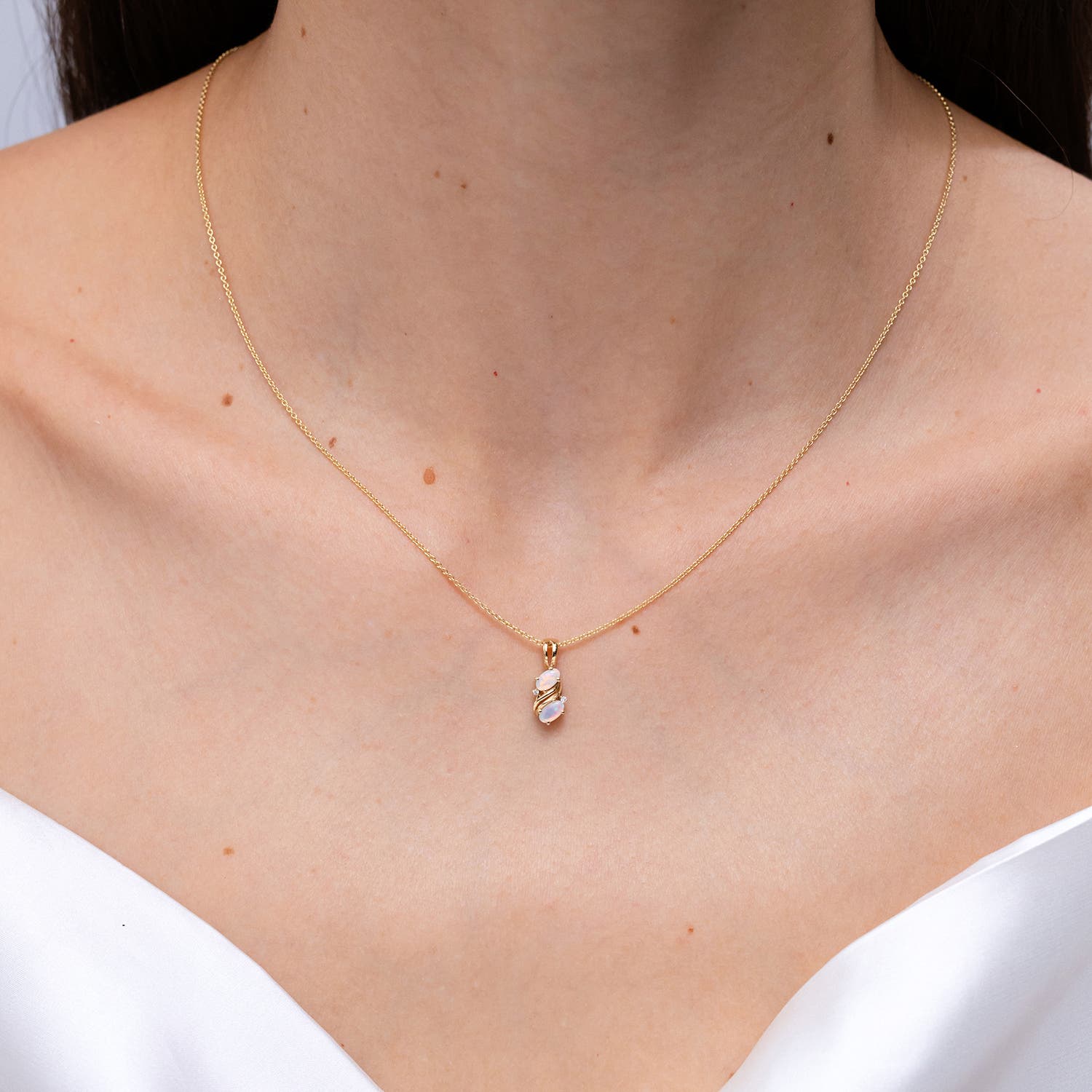 Two Stone Opal Swirl Pendant