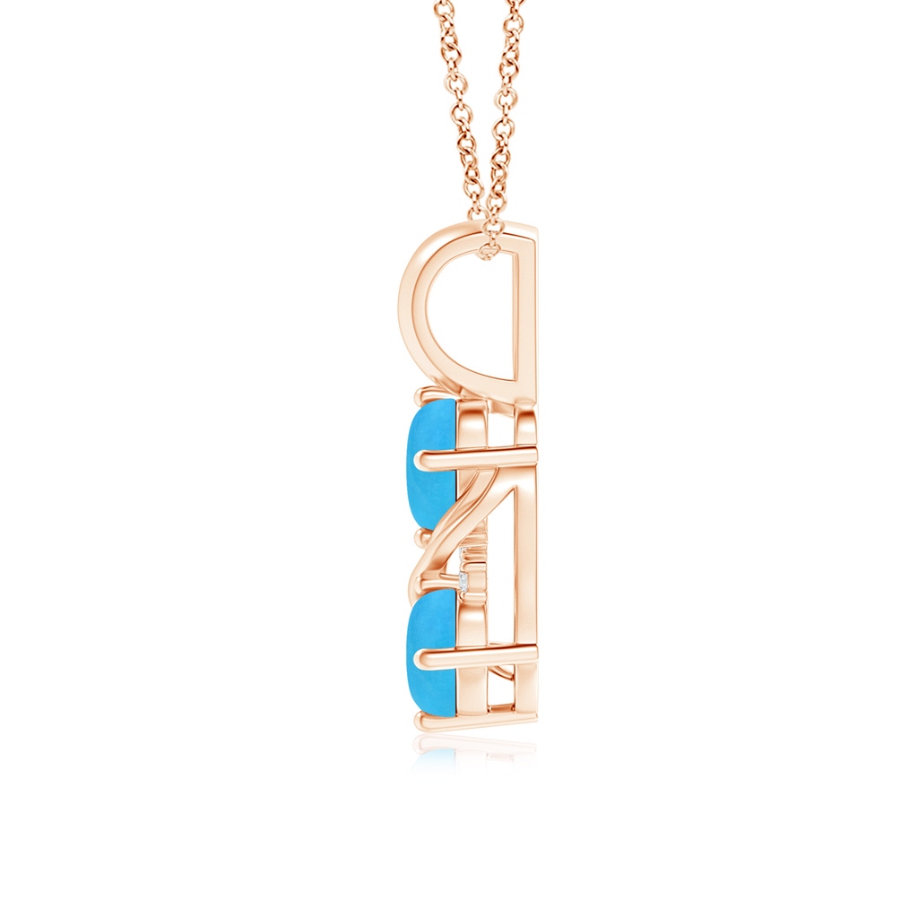 6x4mm AAAA Two Stone Turquoise Swirl Pendant in Rose Gold - side 199