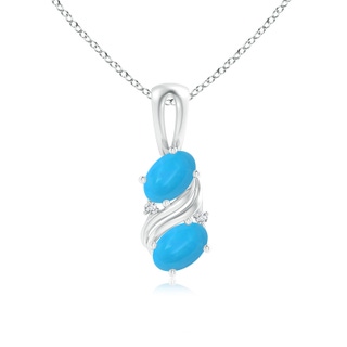 6x4mm AAAA Two Stone Turquoise Swirl Pendant in White Gold