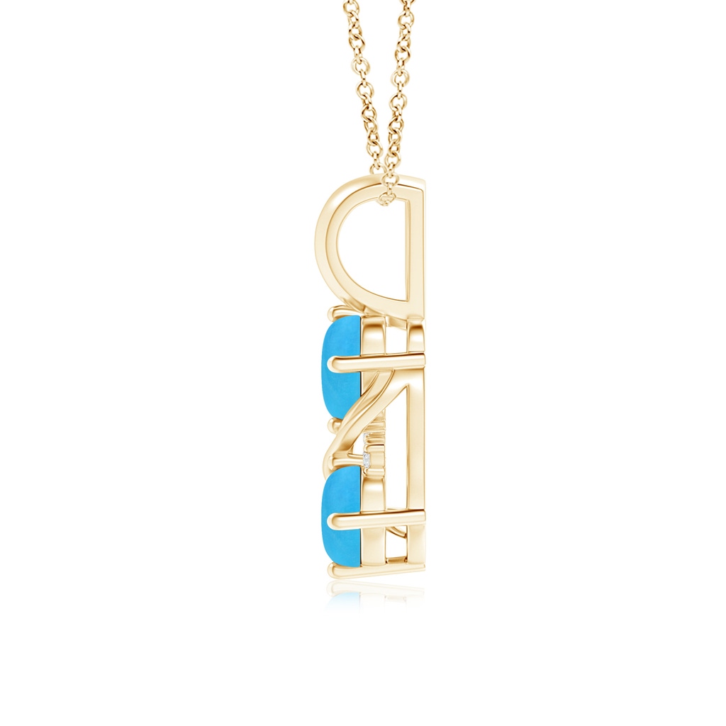 6x4mm AAAA Two Stone Turquoise Swirl Pendant in Yellow Gold - side 199
