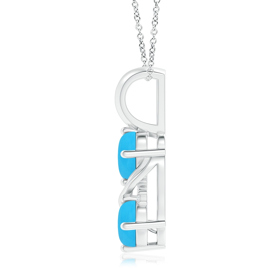7x5mm AAA Two Stone Turquoise Swirl Pendant in White Gold side 199