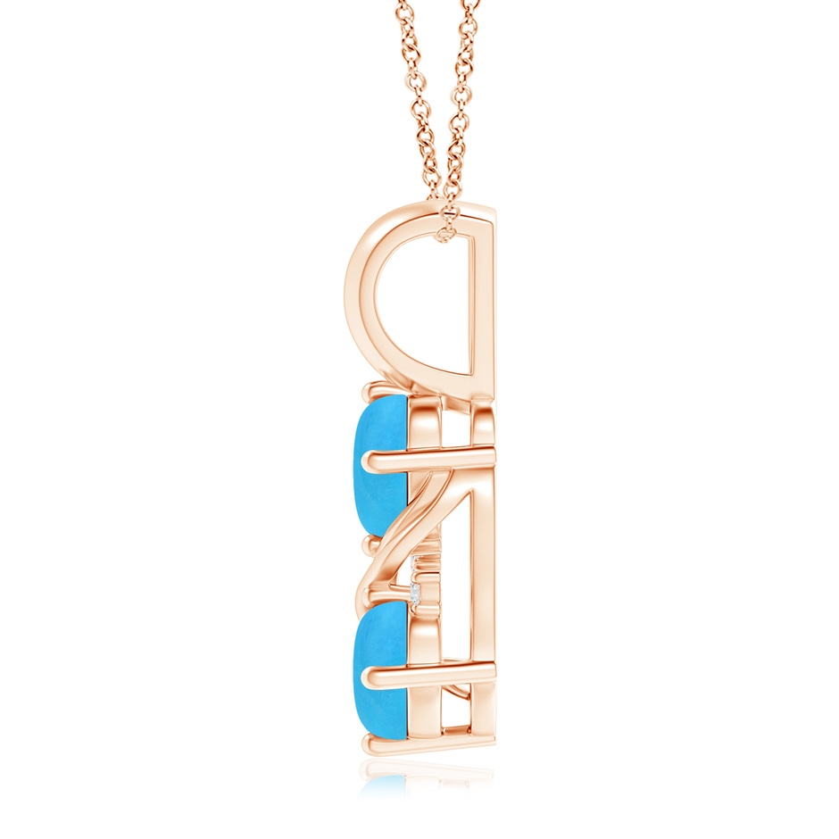 7x5mm AAAA Two Stone Turquoise Swirl Pendant in 18K Rose Gold side 199