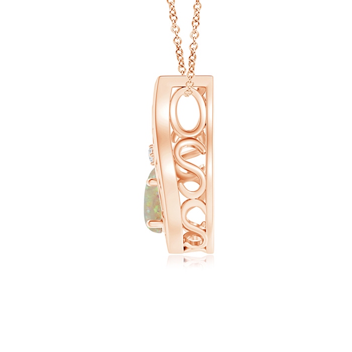 6x4mm AAAA Floating Solitaire Pear Opal Flame Pendant in Rose Gold product image