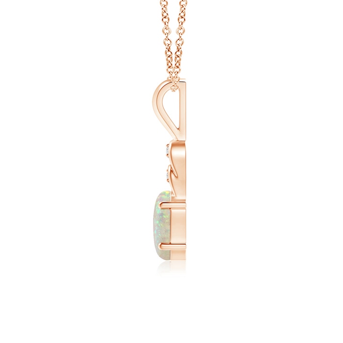 7x5mm AAA Oval Opal Solitaire Pendant with Diamonds in Rose Gold product image