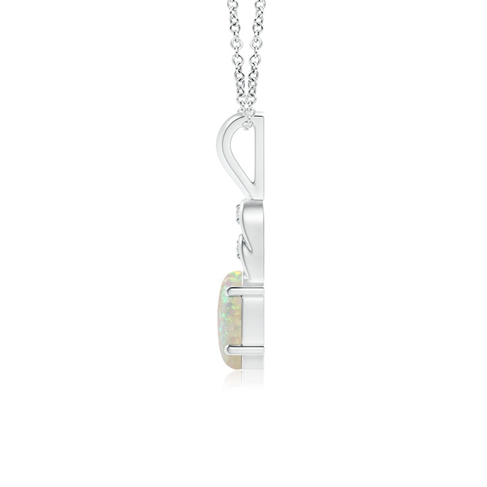 7x5mm AAA Oval Opal Solitaire Pendant with Diamonds in White Gold product image