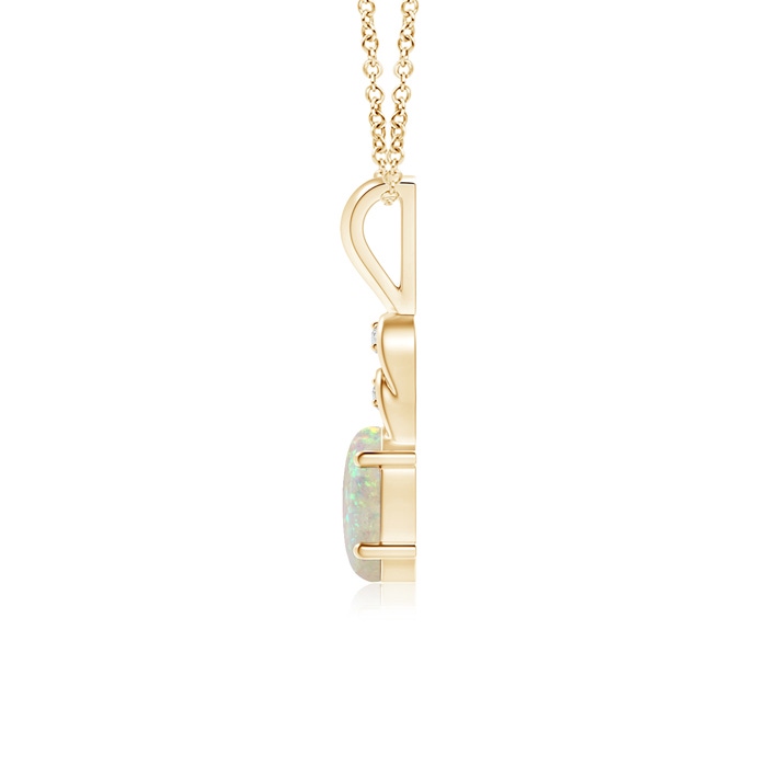 7x5mm AAA Oval Opal Solitaire Pendant with Diamonds in Yellow Gold product image