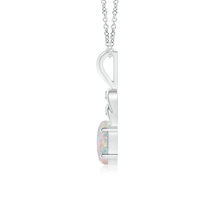 7x5mm AAAA Oval Opal Solitaire Pendant with Diamonds in S999 Silver product image