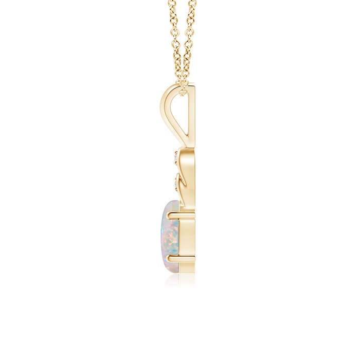 7x5mm AAAA Oval Opal Solitaire Pendant with Diamonds in Yellow Gold product image
