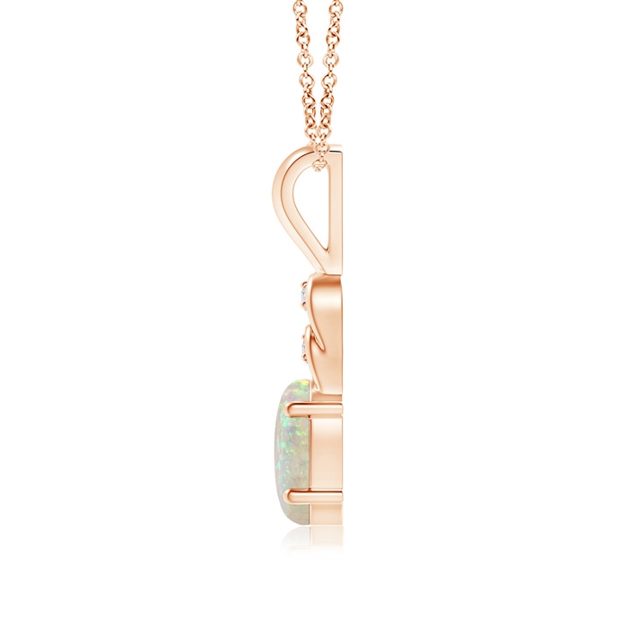 8x6mm AAA Oval Opal Solitaire Pendant with Diamonds in Rose Gold product image