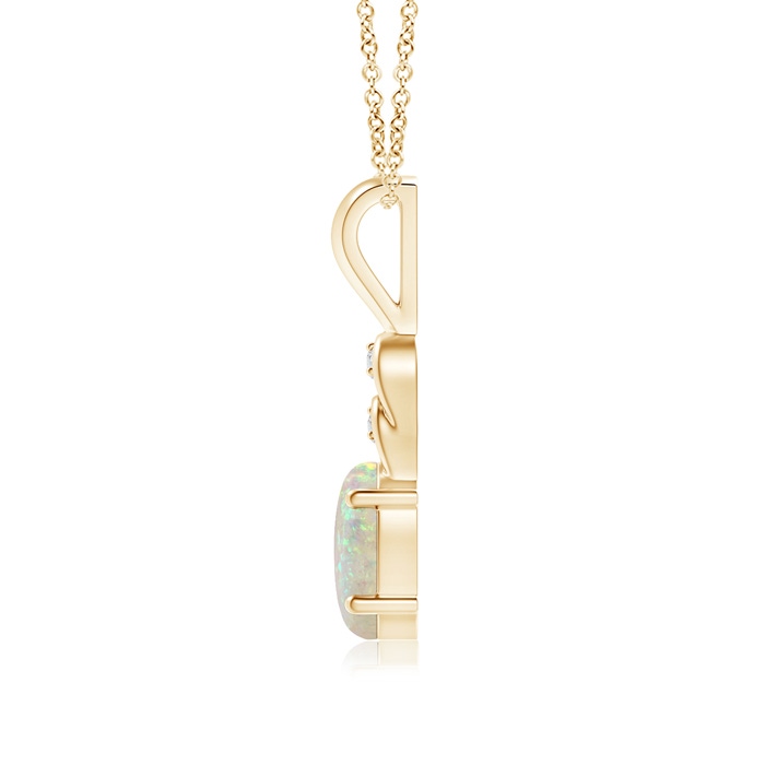 8x6mm AAA Oval Opal Solitaire Pendant with Diamonds in Yellow Gold product image
