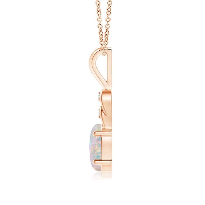 8x6mm AAAA Oval Opal Solitaire Pendant with Diamonds in Rose Gold product image