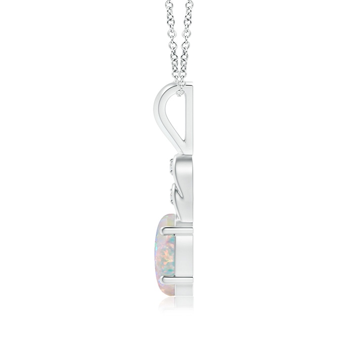 8x6mm AAAA Oval Opal Solitaire Pendant with Diamonds in White Gold product image