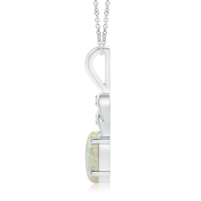 9x7mm AAA Oval Opal Solitaire Pendant with Diamonds in S999 Silver product image