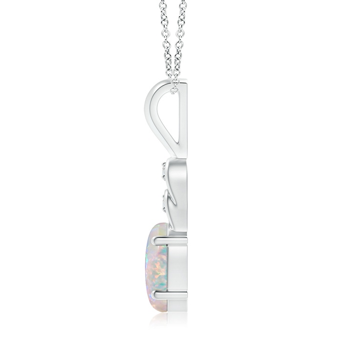 9x7mm AAAA Oval Opal Solitaire Pendant with Diamonds in P950 Platinum product image