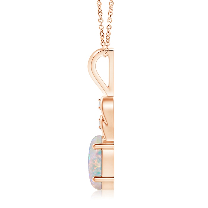 9x7mm AAAA Oval Opal Solitaire Pendant with Diamonds in Rose Gold product image