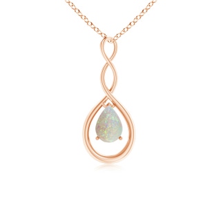7x5mm AAA Pear-Shaped Opal Infinity Loop Pendant in Rose Gold