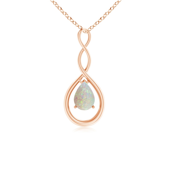 7x5mm AAA Pear-Shaped Opal Infinity Loop Pendant in Rose Gold 