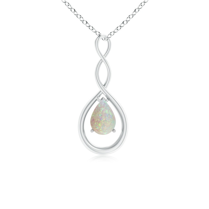 7x5mm AAA Pear-Shaped Opal Infinity Loop Pendant in White Gold 