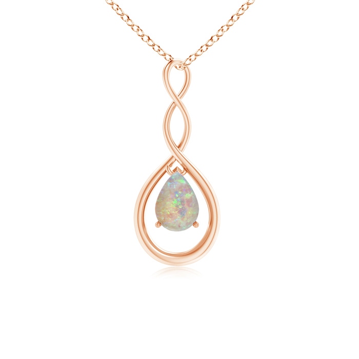 7x5mm AAAA Pear-Shaped Opal Infinity Loop Pendant in 9K Rose Gold 