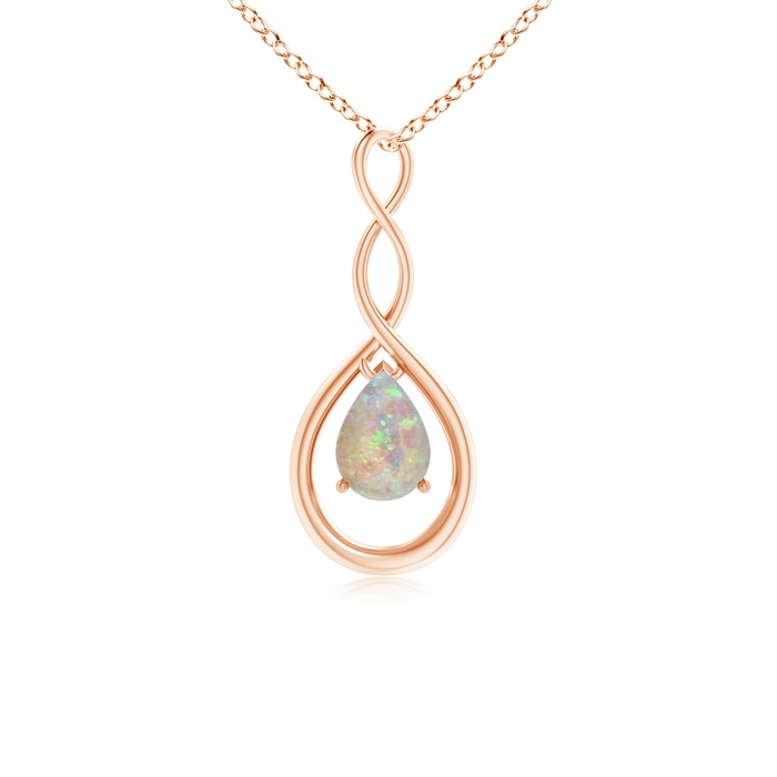 7x5mm AAAA Pear-Shaped Opal Infinity Loop Pendant in Rose Gold