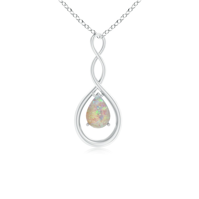 7x5mm AAAA Pear-Shaped Opal Infinity Loop Pendant in White Gold