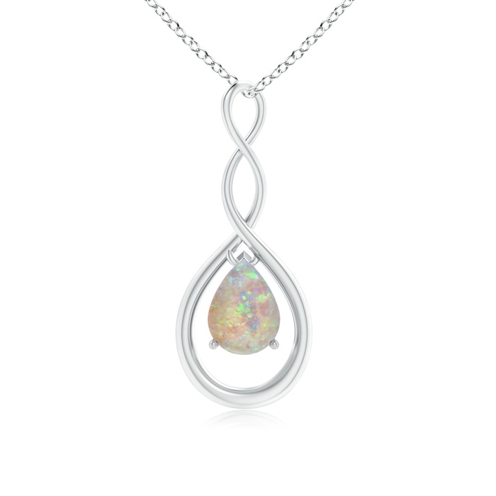 8x6mm AAAA Pear-Shaped Opal Infinity Loop Pendant in P950 Platinum 