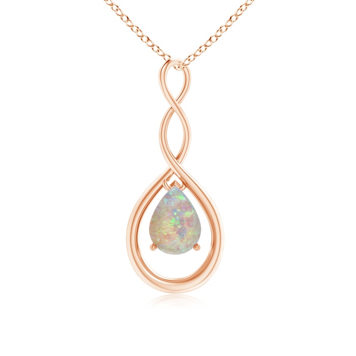 8x6mm AAAA Pear-Shaped Opal Infinity Loop Pendant in Rose Gold 