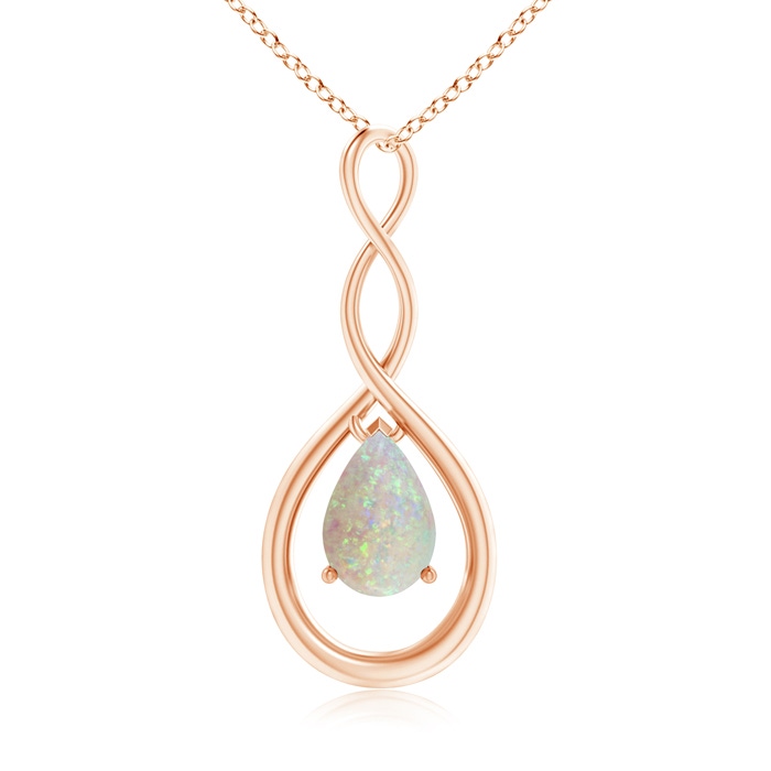 9x6mm AAA Pear-Shaped Opal Infinity Loop Pendant in Rose Gold 