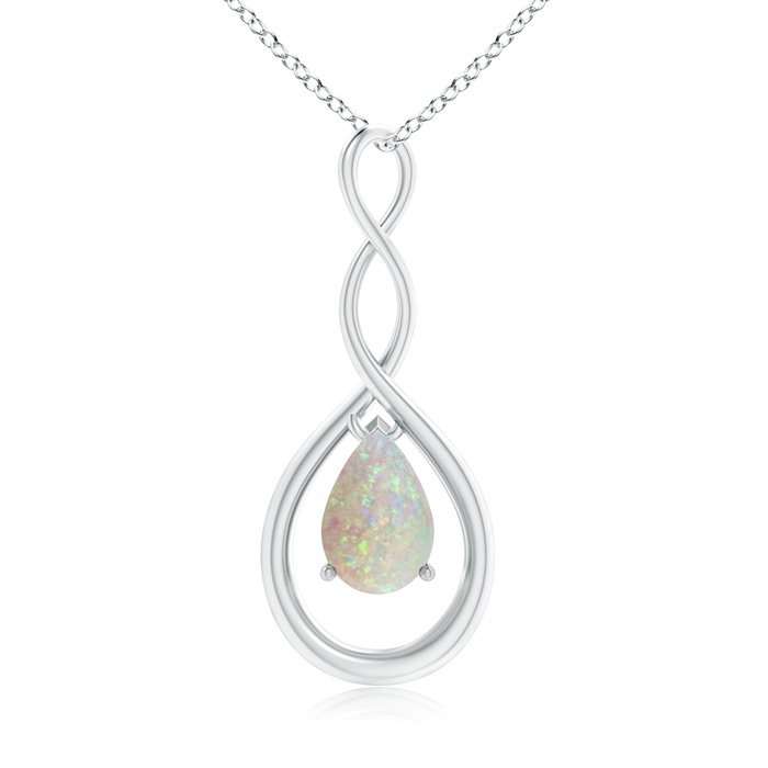 9x6mm AAA Pear-Shaped Opal Infinity Loop Pendant in White Gold 